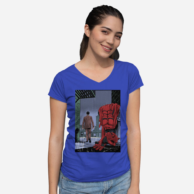 Daredevil No More-Womens-V-Neck-Tee-zascanauta