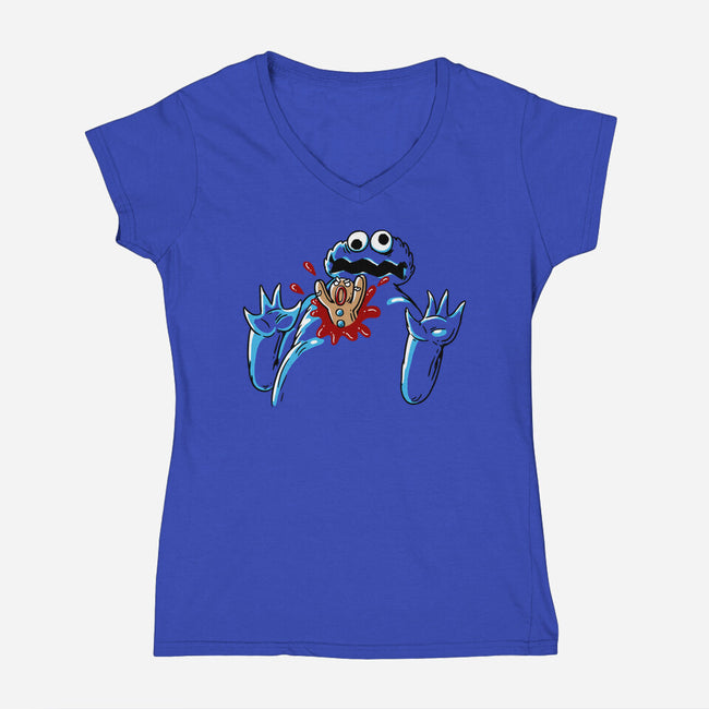 Cookie Strike Back-Womens-V-Neck-Tee-naomori