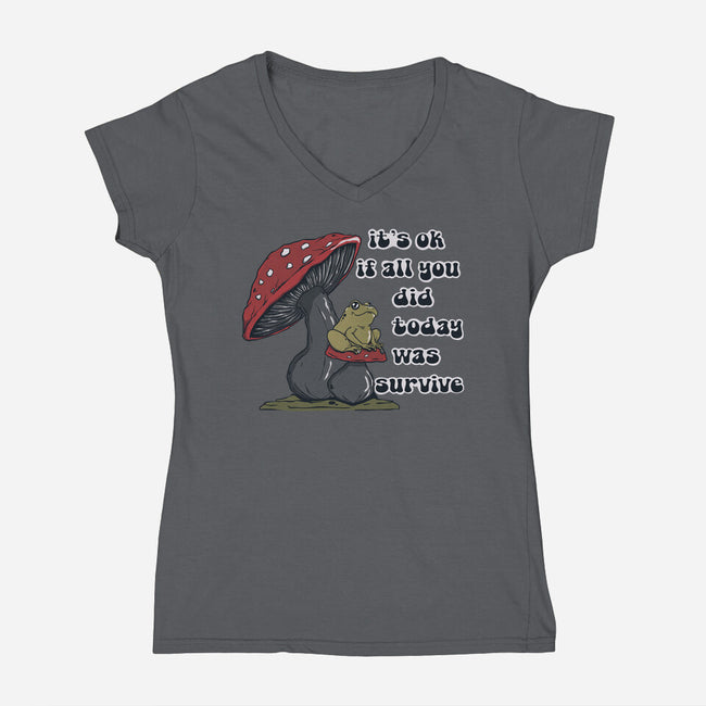 Survive Today-Womens-V-Neck-Tee-Claudia
