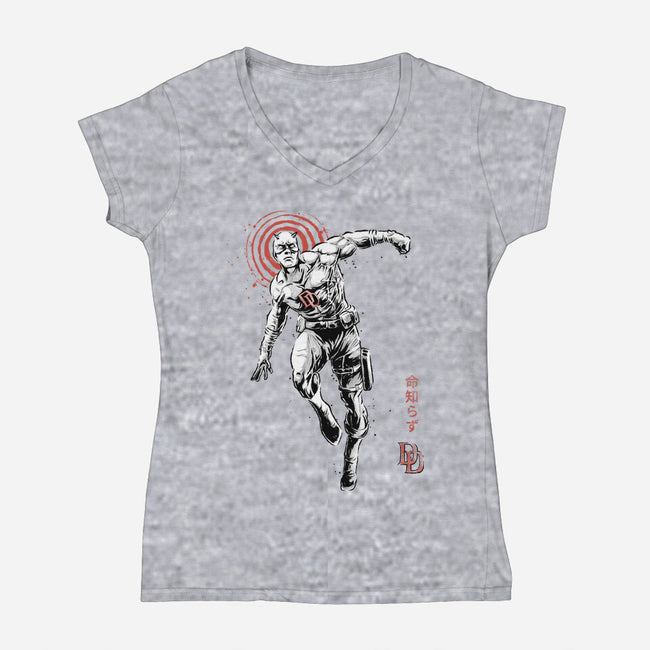 Scarlet Vigilante Sumi-E-Womens-V-Neck-Tee-Astrobot Invention