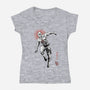 Scarlet Vigilante Sumi-E-Womens-V-Neck-Tee-Astrobot Invention