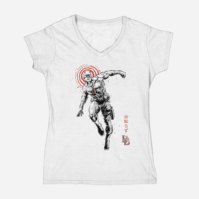 Scarlet Vigilante Sumi-E-Womens-V-Neck-Tee-Astrobot Invention