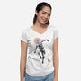Scarlet Vigilante Sumi-E-Womens-V-Neck-Tee-Astrobot Invention