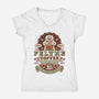 Felyne Palico Coffee Vintage-Womens-V-Neck-Tee-LAGELANTEE