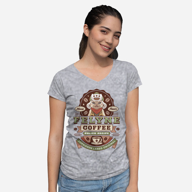 Felyne Palico Coffee Vintage-Womens-V-Neck-Tee-LAGELANTEE