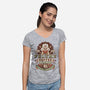 Felyne Palico Coffee Vintage-Womens-V-Neck-Tee-LAGELANTEE