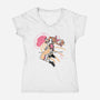 Jellyfish Girl-Womens-V-Neck-Tee-naomori