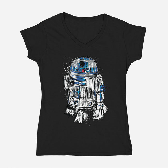 More Than A Droid-Womens-V-Neck-Tee-DrMonekers