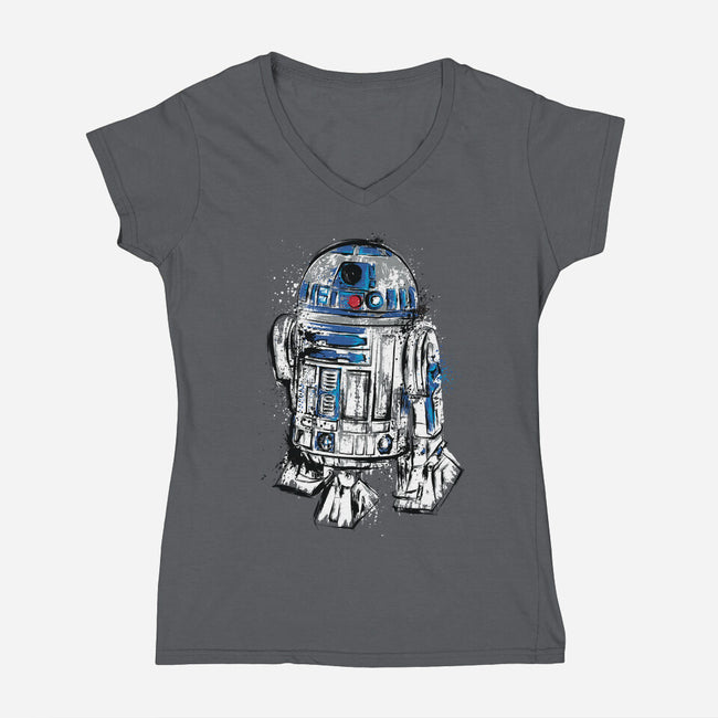 More Than A Droid-Womens-V-Neck-Tee-DrMonekers