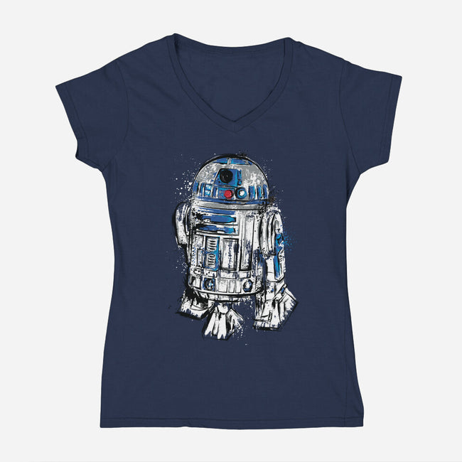 More Than A Droid-Womens-V-Neck-Tee-DrMonekers