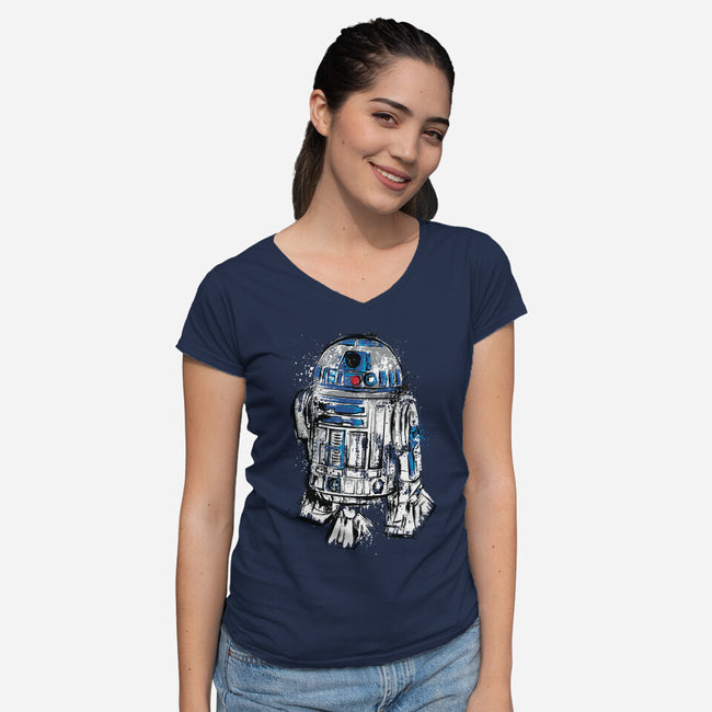 More Than A Droid-Womens-V-Neck-Tee-DrMonekers