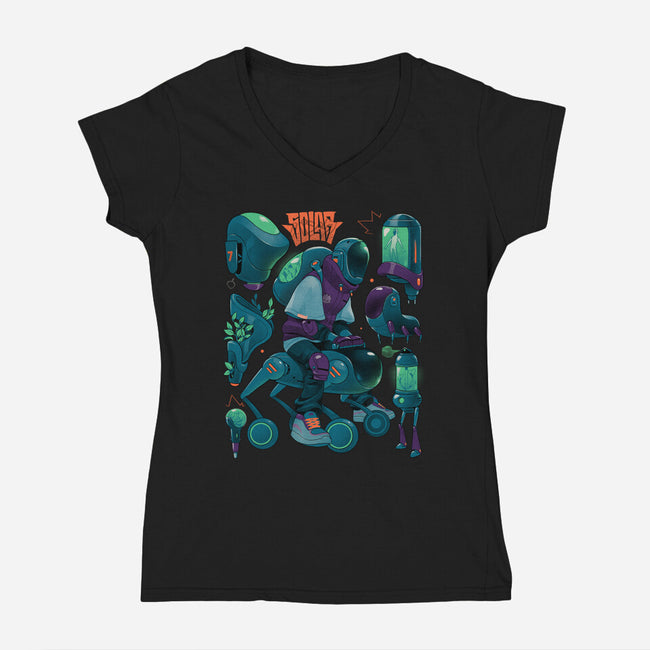 Solar Rider-Womens-V-Neck-Tee-Bruno Mota