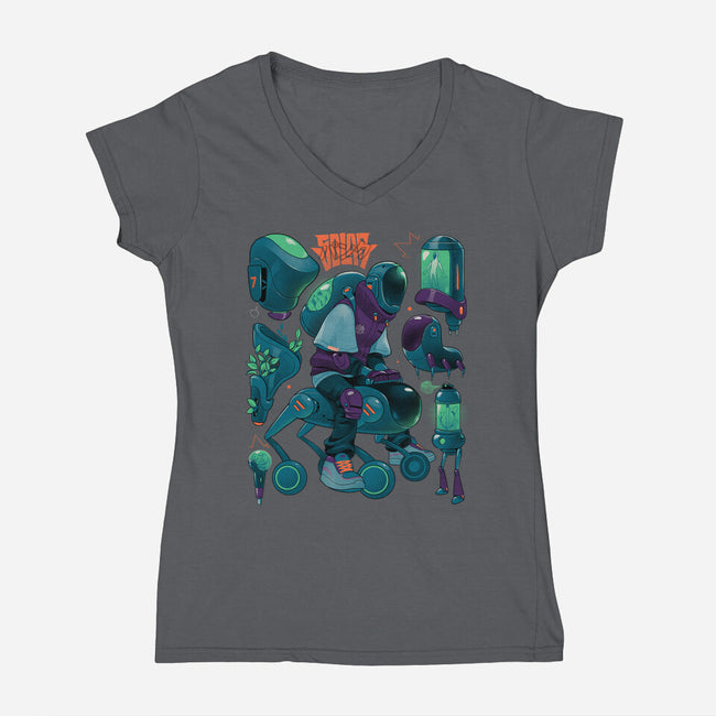 Solar Rider-Womens-V-Neck-Tee-Bruno Mota