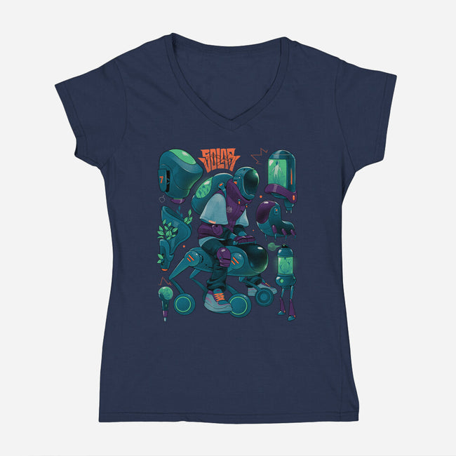 Solar Rider-Womens-V-Neck-Tee-Bruno Mota