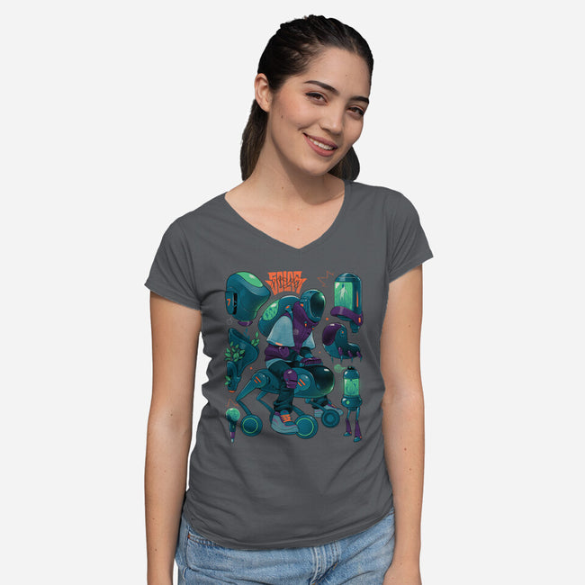 Solar Rider-Womens-V-Neck-Tee-Bruno Mota