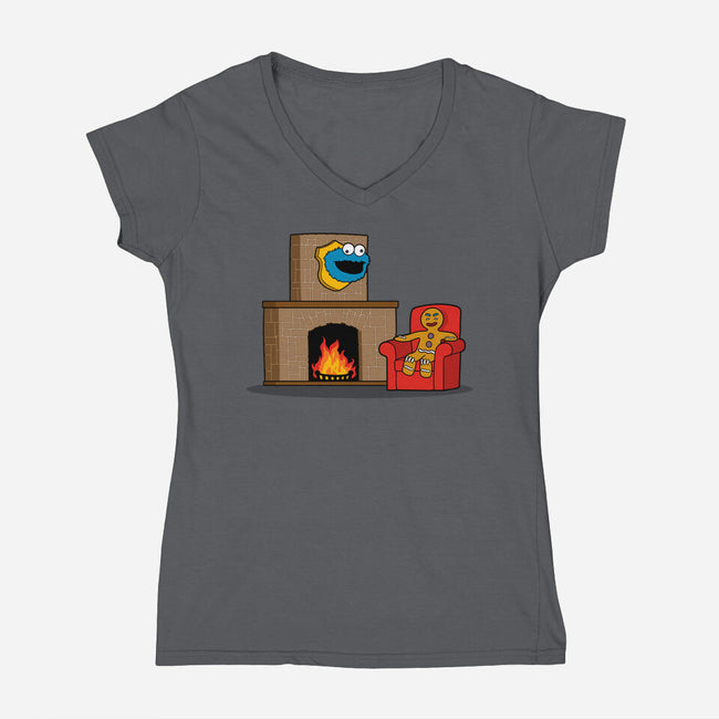 Hunted Monster-Womens-V-Neck-Tee-jasesa