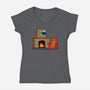 Hunted Monster-Womens-V-Neck-Tee-jasesa