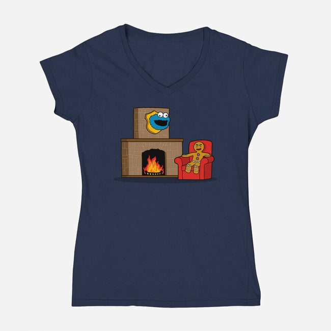 Hunted Monster-Womens-V-Neck-Tee-jasesa