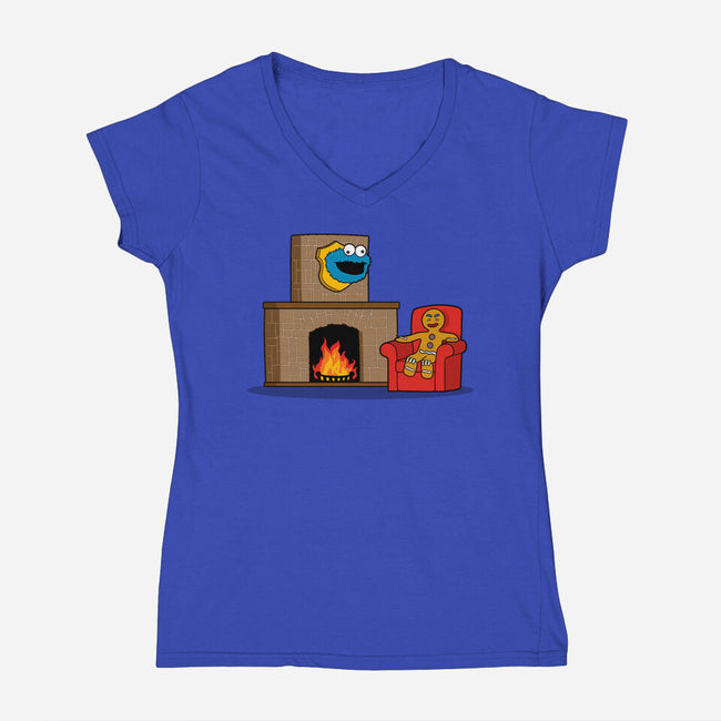 Hunted Monster-Womens-V-Neck-Tee-jasesa