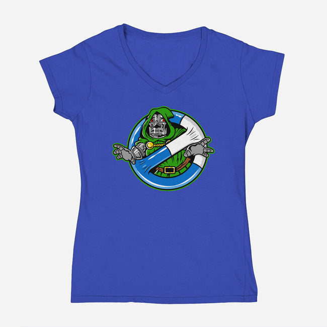 Doombusters-Womens-V-Neck-Tee-demonigote