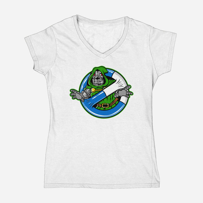 Doombusters-Womens-V-Neck-Tee-demonigote
