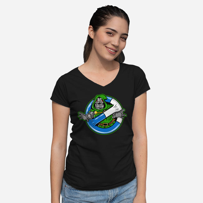 Doombusters-Womens-V-Neck-Tee-demonigote