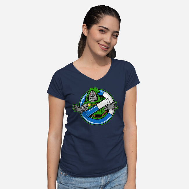 Doombusters-Womens-V-Neck-Tee-demonigote