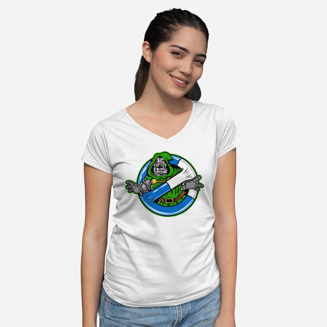 Doombusters-Womens-V-Neck-Tee-demonigote