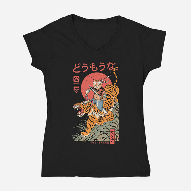 Tiger Catana-Womens-V-Neck-Tee-vp021