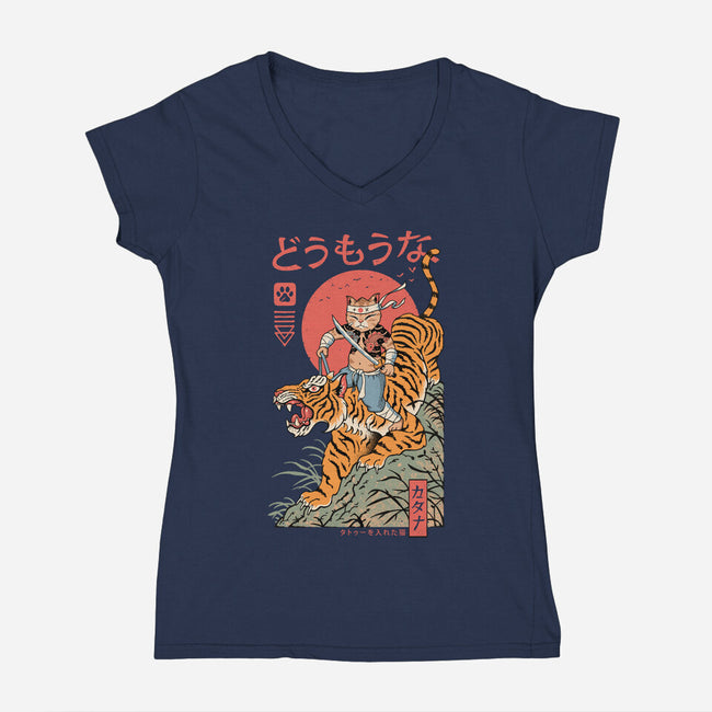 Tiger Catana-Womens-V-Neck-Tee-vp021