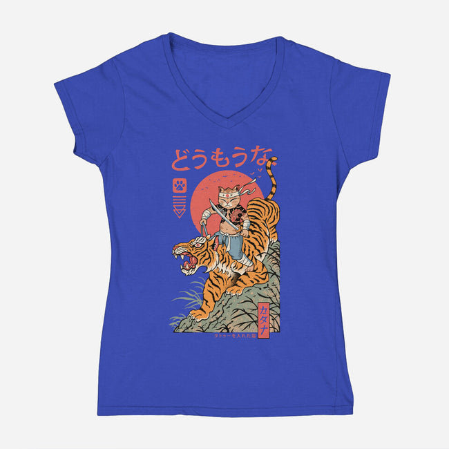 Tiger Catana-Womens-V-Neck-Tee-vp021