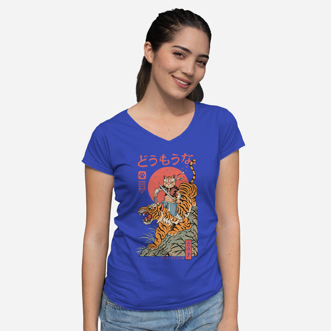 Tiger Catana-Womens-V-Neck-Tee-vp021