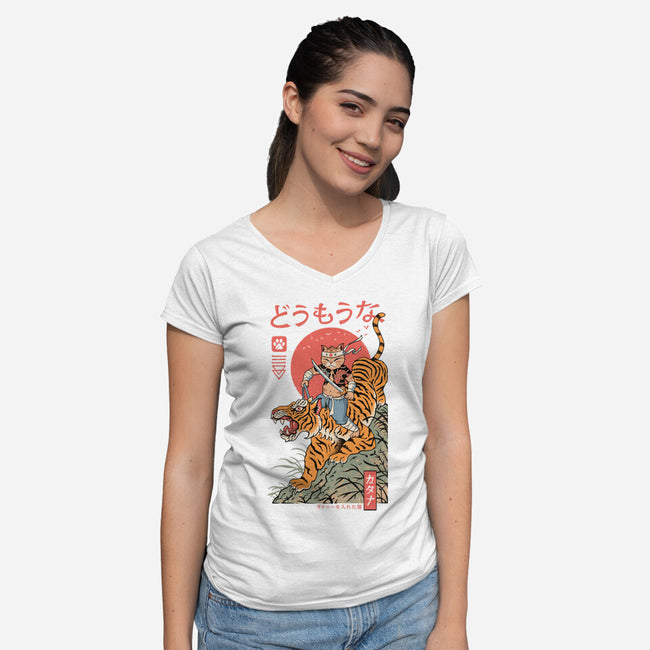 Tiger Catana-Womens-V-Neck-Tee-vp021