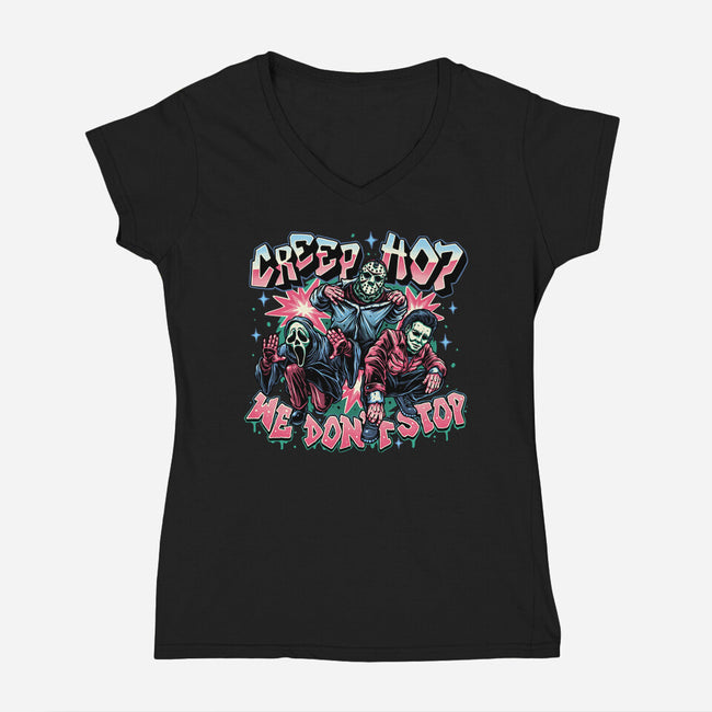 Creep Hop We Don’t Stop-Womens-V-Neck-Tee-momma_gorilla