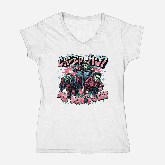 Creep Hop We Don’t Stop-Womens-V-Neck-Tee-momma_gorilla