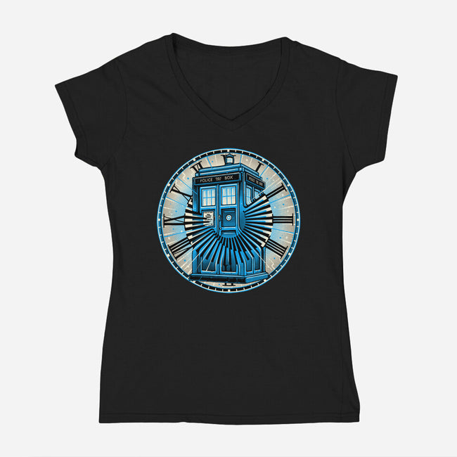 Time Travel In A Box-Womens-V-Neck-Tee-momma_gorilla