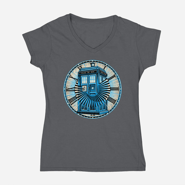 Time Travel In A Box-Womens-V-Neck-Tee-momma_gorilla
