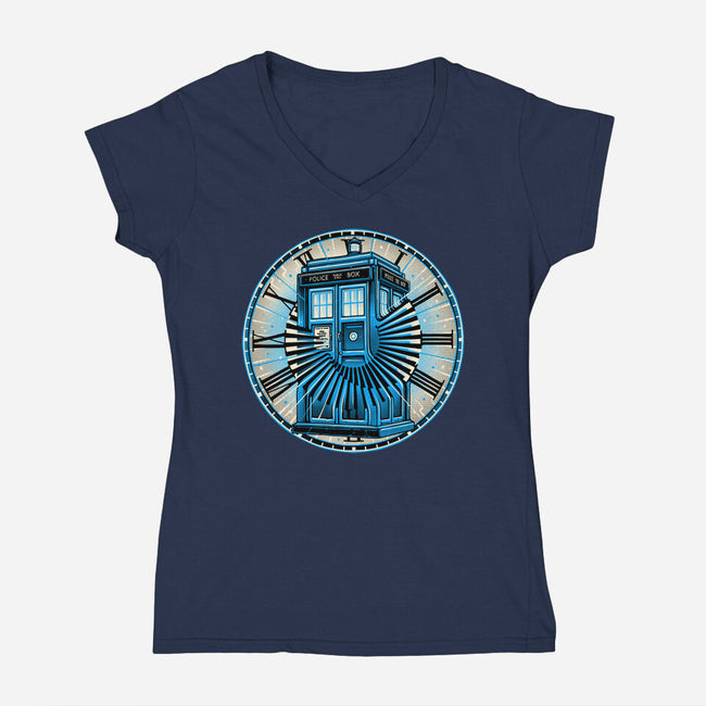 Time Travel In A Box-Womens-V-Neck-Tee-momma_gorilla