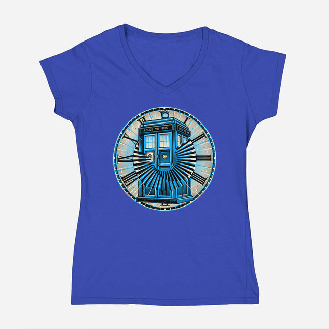 Time Travel In A Box-Womens-V-Neck-Tee-momma_gorilla