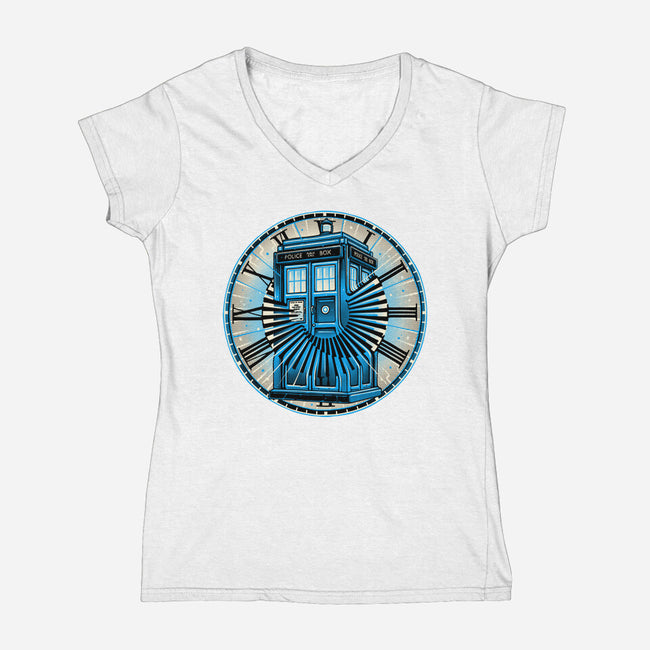 Time Travel In A Box-Womens-V-Neck-Tee-momma_gorilla