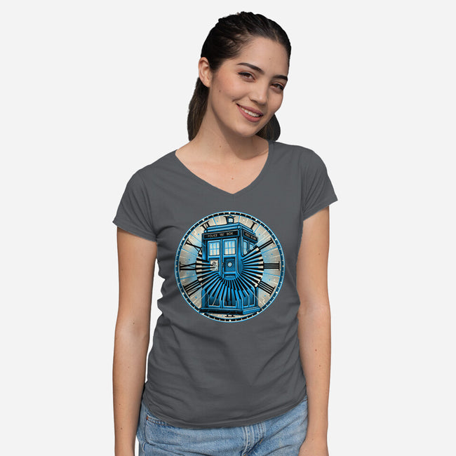 Time Travel In A Box-Womens-V-Neck-Tee-momma_gorilla