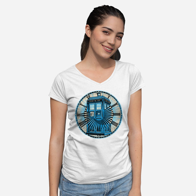 Time Travel In A Box-Womens-V-Neck-Tee-momma_gorilla