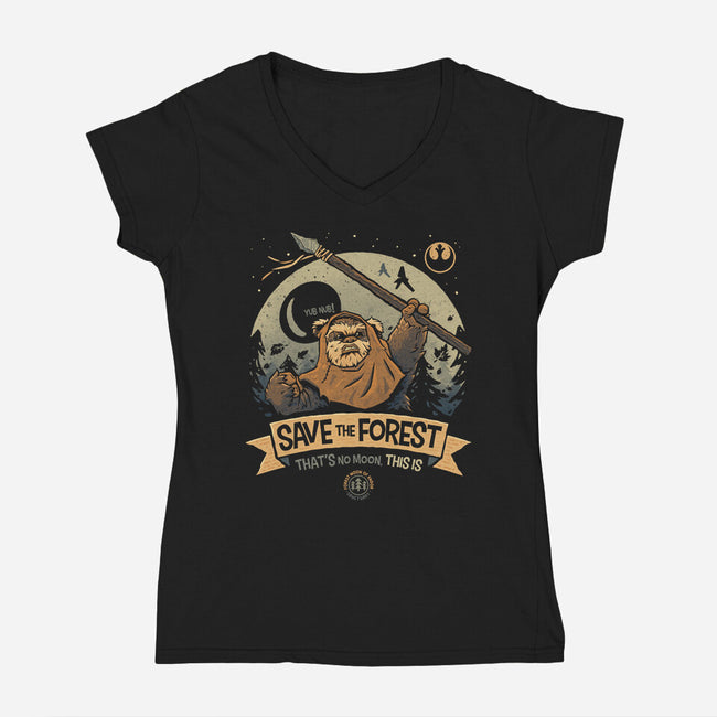 Save The Forest Moon-Womens-V-Neck-Tee-teesgeex