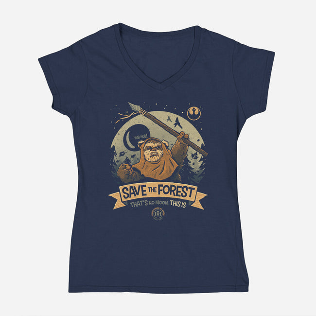 Save The Forest Moon-Womens-V-Neck-Tee-teesgeex