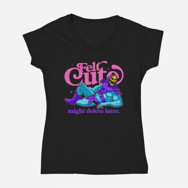 Felt Cute Might Delete Later-Womens-V-Neck-Tee-Jorgetiradoart