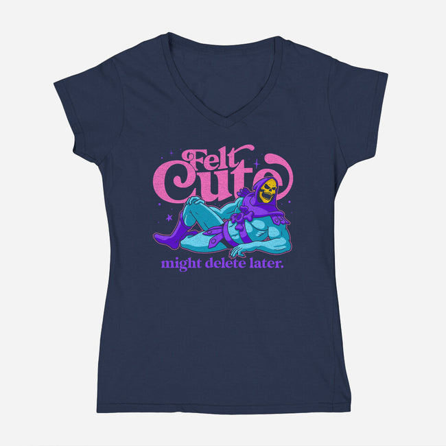 Felt Cute Might Delete Later-Womens-V-Neck-Tee-Jorgetiradoart
