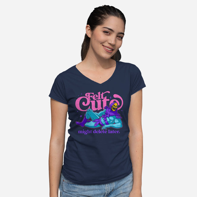 Felt Cute Might Delete Later-Womens-V-Neck-Tee-Jorgetiradoart