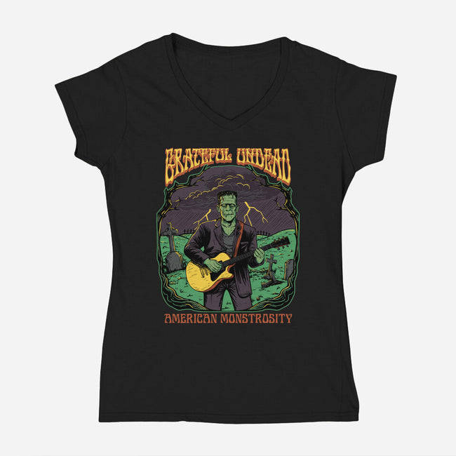 Grateful Undead-Womens-V-Neck-Tee-P1yu5h