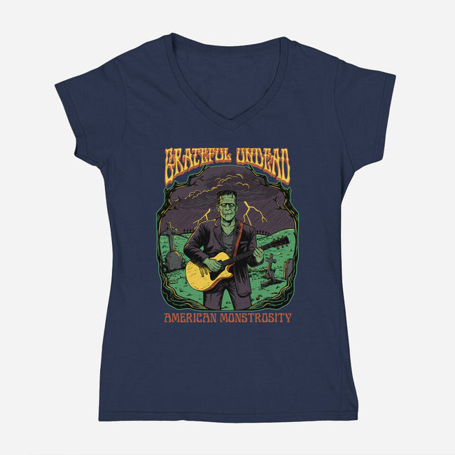 Grateful Undead-Womens-V-Neck-Tee-P1yu5h