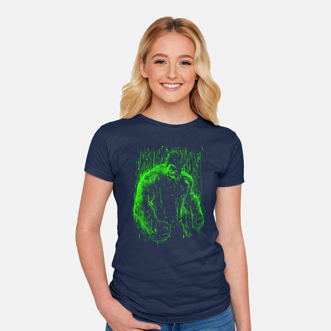 The Big Guy Under The Rain-Womens-Fitted-Tee-kharmazero